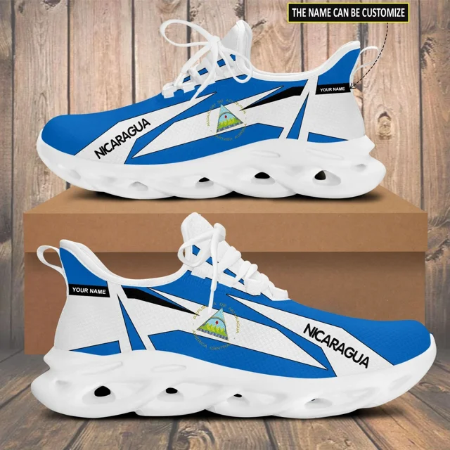 Zapatos casuales cómodos de suela suave para hombre, zapatos planos vulcanizados con estampado de la bandera de Nicaragua para exteriores, zapatillas clásicas transpirables, calzado deportivo