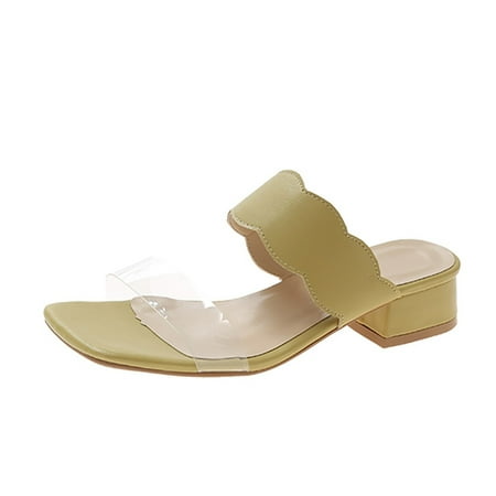 

KI-8jcuD Kawaii Bunny Plush Fashion Summer Women Sandals Thick Heel Middle Heel Transparent Strap Open Toe Casual Solid Color Wide Wedge Sandals For Women Wide Width Platform Sandals For Women Wedge