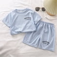 thumbnail image 2 of Ruyang Kids Cotton 2 Piece Matching Set for Boys Girls Short Sleeve Top + Drawstring Shorts Athletic Outfits Loose Lounge Set, 2 of 9