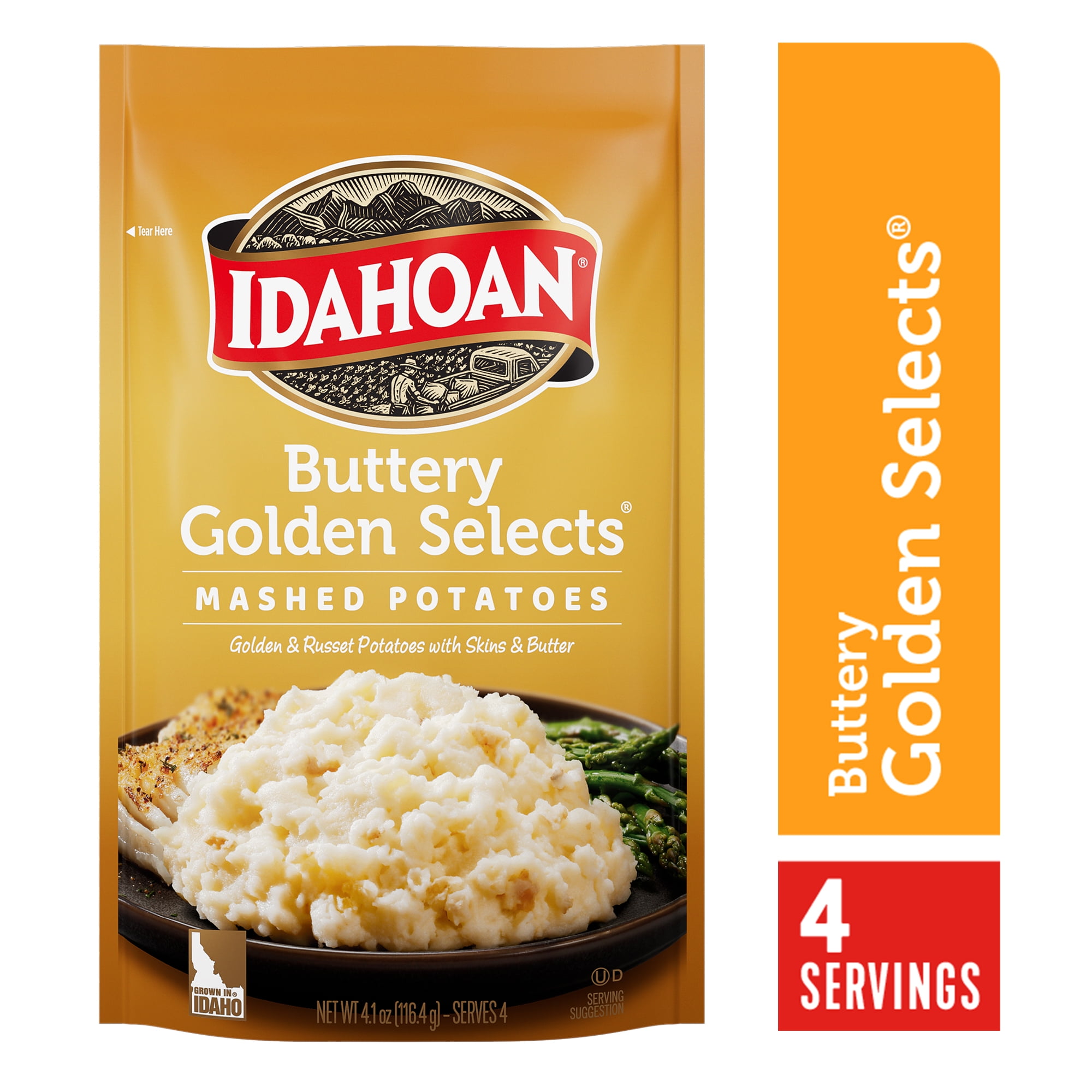 (10 pack) Idahoan Buttery Golden Selects Mashed Potatoes, 4.1 oz Pouch