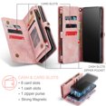 thumbnail image 4 of For Samsung Galaxy S21 FE Wallet Case,Multi-Functional Retro Leather Purse Flip Cover Zipper Wallet Case with Removable Card Slots Pocket & Detachable Wrist Strap Magnetic Phone Case, Pink, 4 of 10