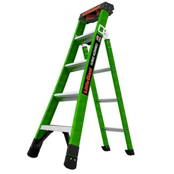 Little Giant Ladders B3145011 King Kombo Professional Combination Ladder - Green - 5 ft. Type IAA - 4 Step - 375 lbs