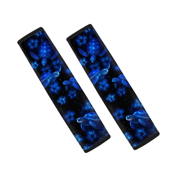 Chririnla Turtle Floral Print Car Seat Belt Pads 2 Pack, Seat Belt Cover Pad Polyester Soft Breathable for Truck Sedans Cars