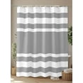 thumbnail image 4 of Grey Stripe Shower Curtain, Geometric Pattern White Stripes Modern Waterproof Shower Curtain Set with 12 Hooks Lightweight Washable Fabric Shower Curtains for Bathroom 72x78 Inches, 4 of 6