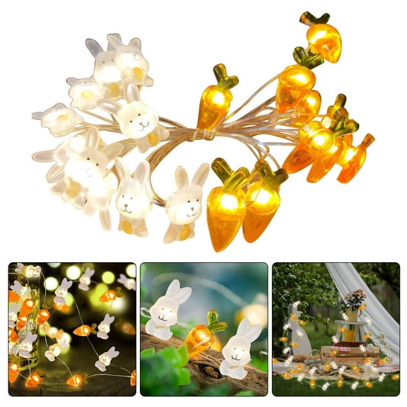 Kabnic Easter Decorations Bunny Carrot String Lights 3.3FT 10LED Battery Operated Fairy Lights for Spring, Indoor & Outdoor, Perfect for Easter Basket, Eggs, Party, Bedroom, Seasonal Decor