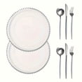 thumbnail image 1 of 8/16pcs Clear Plastic Charger Plates with Gold Beads Rim Acrylic Decorative Service Plate withGold Beads Rim Decorative Service silver8PCS, 1 of 6