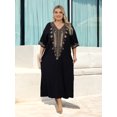 thumbnail image 5 of Edolynsa Plus Size Moroccan Kaftan Dress for Women Embroidery Caftan Tunic Maxi Beach Dresses Bathing Suit Cover up Sleepwear, 5 of 7