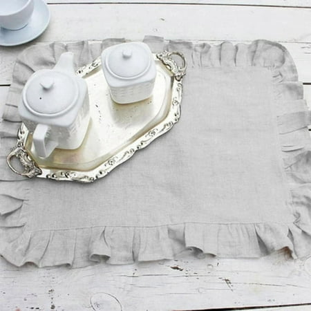 

CHUNTIAN 4PCS Pure Linen Wedding Dinner Solid Color Flounce Placemats Ruffle Edge 100% Linen Napkins Classical Custom Home Table Napkin