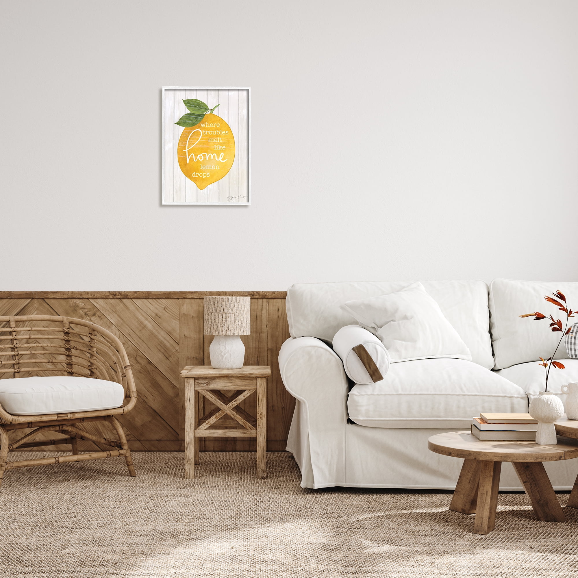 Stupell Troubles Melt Like Lemon Drops Sign Food & Beverage Painting White Framed Art Print Wall Art