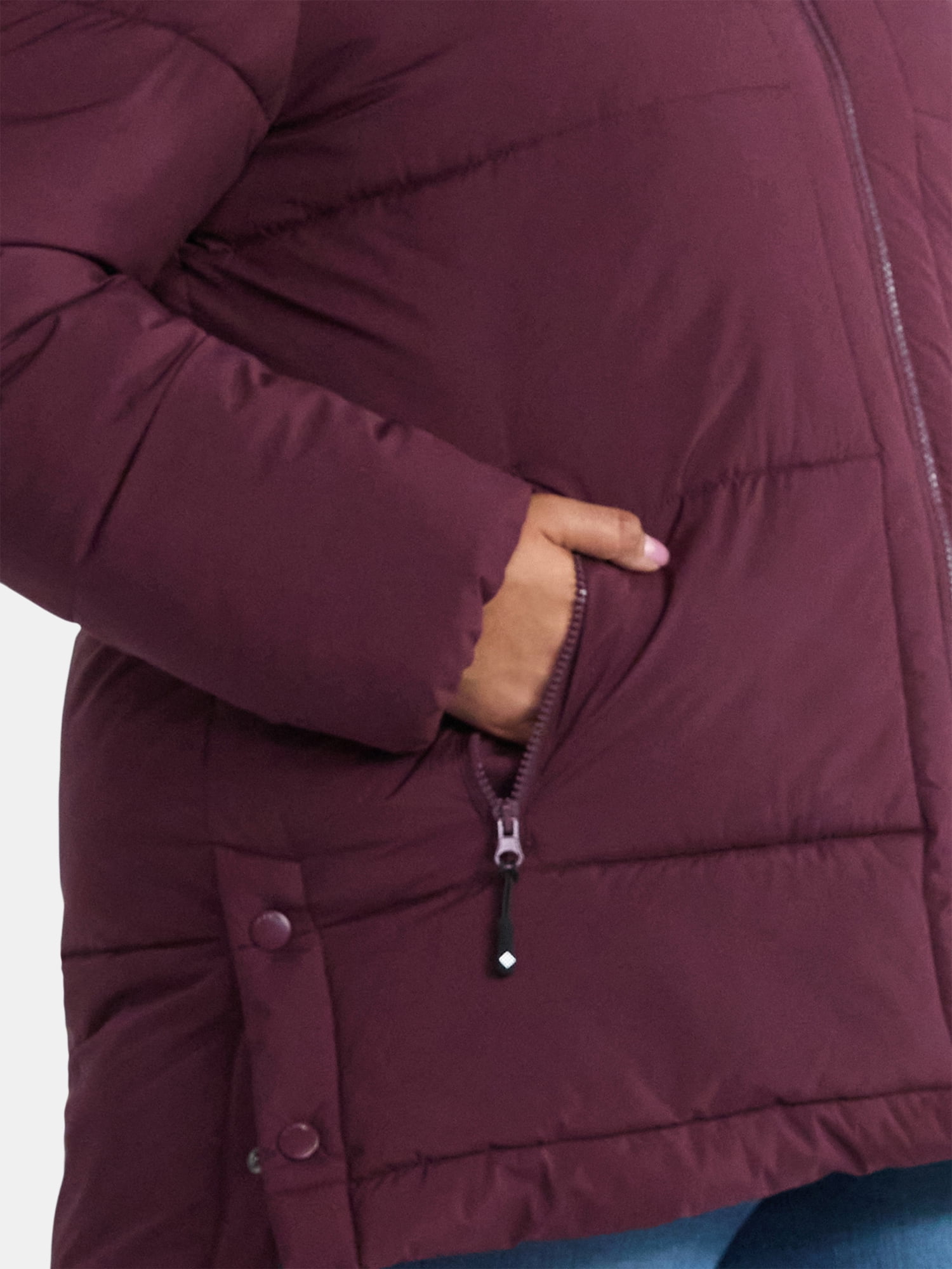 Big Chill Women's Wide Quilted Puffer with Faux Fur Trim Hood, Sizes S-3X