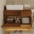 thumbnail image 2 of 31.5" Wall Mounted Bathroom Vanity with Sink, Modern Floating Bathroom Cabinet with 1 Soft-Close Drawer and 2 Storage Cabinets, Wood Hanging Bath Room Cabinet, Walnut, 2 of 6