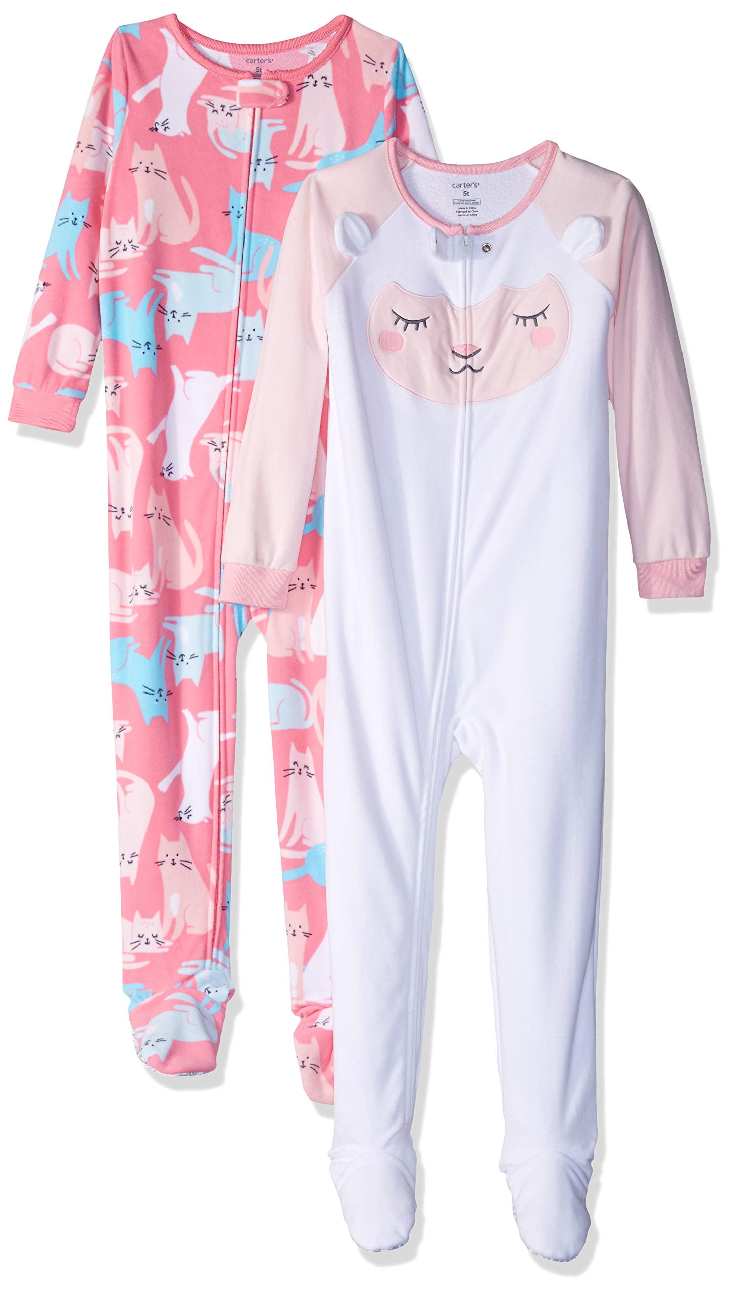 Carter's Carter's Girls' Toddler 2Pack Fleece Pajamas, Lamb/Cats, 2T