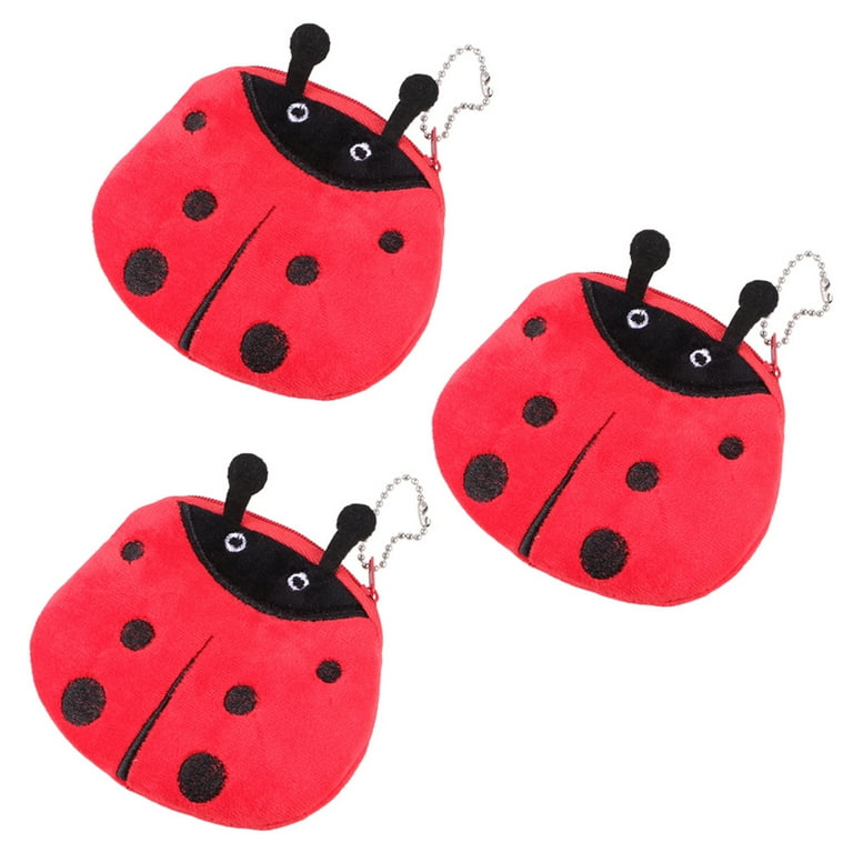 3pcs Ladybug Shape Purse Short Adorable Coin Bag Small Zippered