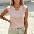 thumbnail image 2 of ClodeEU Women's V Neck Sleeveless Tank Top ,Solid Color Casual Summer Tops Pink,Women's Plus S, 2 of 7