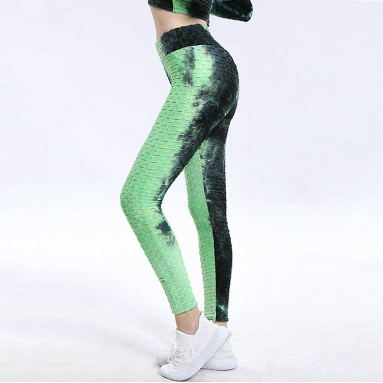 YUHAOTIN Gym Leggings for Women Seamless Feeling High Waist Lifting Fitness  Pants for Running Wear Sports Tie Dyed Bubble Yoga Pants Black Yoga Pants  for Women Short Women Leggings Tummy Control 