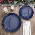 thumbnail image 6 of BalsaCircle 10 Round 10" Navy Blue Glossy Disposable Salad Dinner Plastic Plates Gold Trim Party Events Decorations, 6 of 8