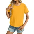 thumbnail image 2 of WTXUE T Shirts for Women Short Sleeve Shirts for Women Womens Workout Tops Oversized T Shirts Loose Fit Crewneck Short Sleeve Top Crop Tops for Women T Shirts for Women Loose Fit Tunic Tops Yellow S, 2 of 5