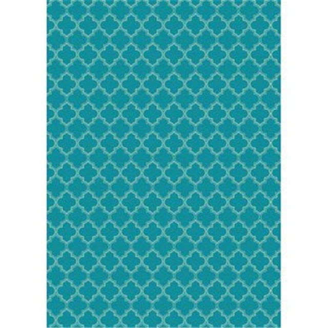 Aspen Brands RUG10T57 Tapis Design Quaterfoil 5 x 7 Pieds - Turquoise & Blanc