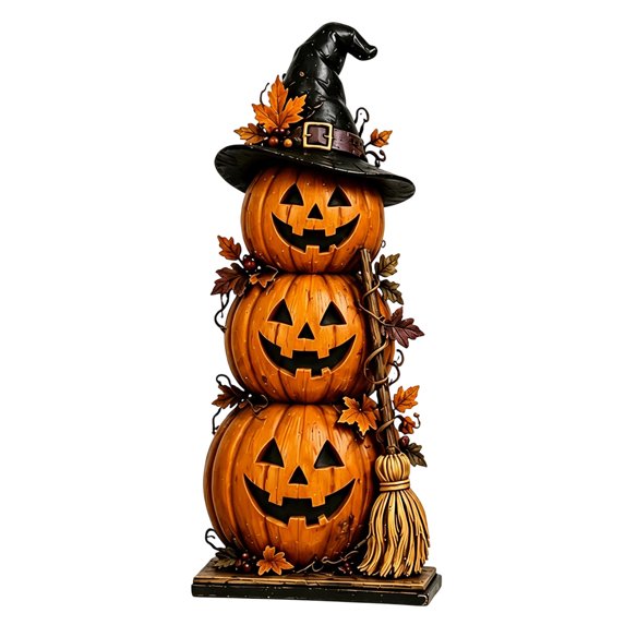 OJSFQUFP Halloween Wooden Pumpkin Decor Table Centerpiece Sign Ghost Centerpieces for Tables Grateful Blessings Fall Decorations for Home Shelf Mantel Table Sign Tiered Tray Decor