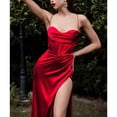 thumbnail image 5 of Baqcunre Ladies Simulated Silk Sleeveless Back Strap Side Slit Long Suspender Dress Maxi Dress Formal Dress Party Dress For Women,Women Clothing Womens Dresses,Color Red,Size XL, 5 of 6