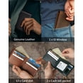 thumbnail image 3 of Billetera Artpaxy para hombre, piel auténtica, con bloqueo RFID, doble, 3 of 7