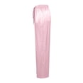 thumbnail image 5 of JFGHDG Women's Wide Leg Satin Silk Palazzo Pants Baggy Drawstring Elastic High Waist Loose Full Length Trousers with Side Pockets Pink S, 5 of 5