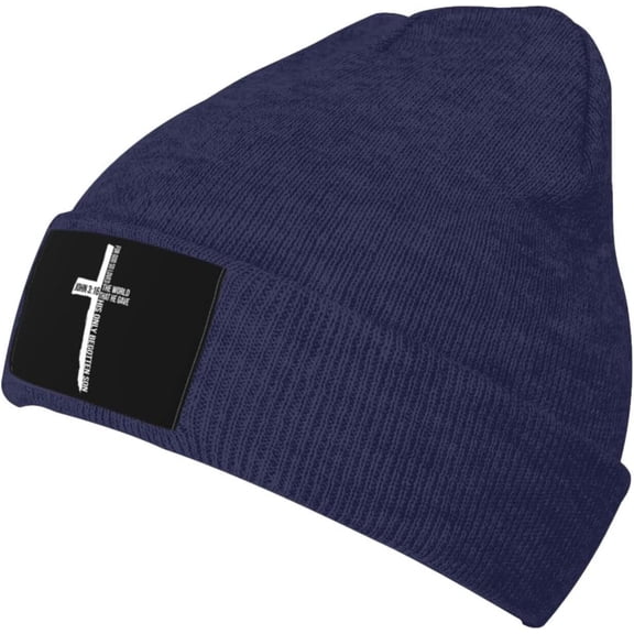 John 3:16 for God So Loved The World Cross,Christian,Faith Beanie Hat Adult Black Skull Cap Knit Slouchy Stocking Hat