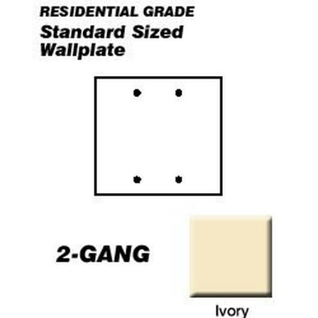 Leviton 86025 Wallplate 2-Gang Blank Standard Size Plastic - Ivory Pkg of 6