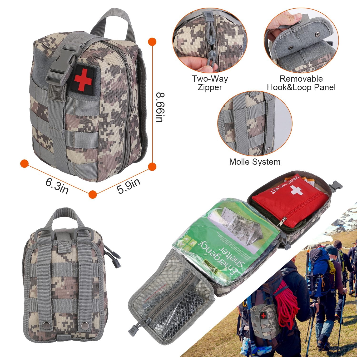 Professional 125-Piece Survival Kit - Emergency Preparedness Gear with Tactical Tools & First Aid for Men, Outdoor Camping, Hiking, Hunting and Disaster Survival Equipment