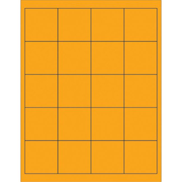 Étiquettes Laser Rectangulaires Orange Fluorescentes LL172OR 2 x 2 in. - Pack de 2000