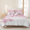 thumbnail image 3 of Full Quilt Set 78''x90'', Cherry Blossom Lightweight Summer Bedspread Coverlet Set with 2 Pillow Shams, Gradient Tree Pink Flower Plant Breathable All Season Quilt Bedding for Bedroom/Guest Room, 3 of 9