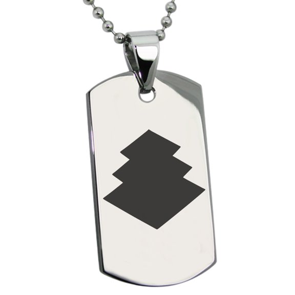 Stainless Steel Ogasawara Samurai Crest Engraved Dog Tag Pendant Necklace