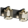 thumbnail image 5 of LIGHTINN 2-Light Bathroom Light Fixtures over Mirror, Vintage Bathroom Wall Lamp with Meshy Lantern Design Lampshade, Brushed Bronze,E26 Bulb Base, 5 of 6