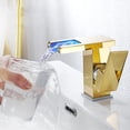 thumbnail image 2 of LED Waterfall Faucet Sink Bathroom Faucet, Modern Elegant Design Golden Brass Single Handle Sink, Hot and Cold Water Available, 3 Color Changes, 2 of 4
