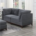thumbnail image 3 of Miekor Furniture Ash Grey Chenille Fabric Modular Sofa Set 6pc Set Living Room Furniture Couch Sofa Loveseat 4x Corner Wedge 1x Armless Chair and 1x Ottoman Tufted Back W5U366, 3 of 9