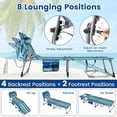 thumbnail image 4 of Gymax 2 Pcs Chaise de Bronzage Chaise Longue Portable avec Dossier Réglable à 4 Positions Rayure Bleue, 4 of 9