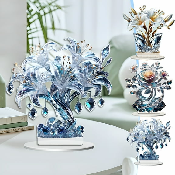 LAMIRO Colorful Acrylic Study Decoration,Rose Series,Bedroom&Living Room Desktop Decorative Art,Home Office Desk Accessories,Stylish&Vibrant Display Pieces