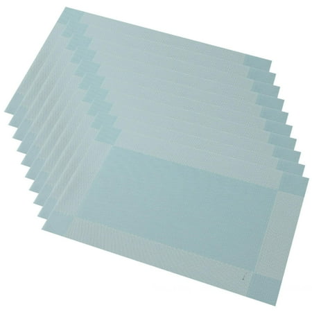 

SUANMAY 10PCS Placemat pvc western placemat Teslin single frame heat insulation pad hotel family disposable table mat I Blue