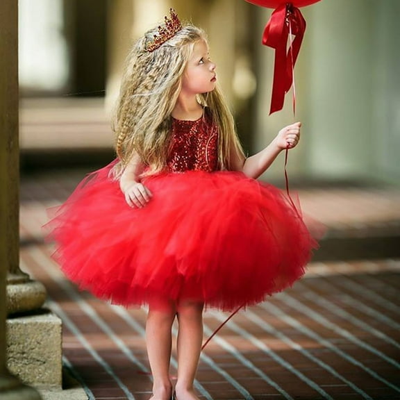 Xiaowennn Baby Girl Mesh Tule Birthday Dresses Tutu Sleeveless Pageant Party Dress Toddler Girl Wedding Clothes Dress for Girls with Sleeves