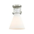 thumbnail image 2 of 411-1F-SN-G411-8WH Innovations Lighting Newton Cone - 1 Light Flush Mount-12 Inch Tall and 8 Inch Wide-Satin Nickel Finish-Matte White Glass Color, 2 of 5