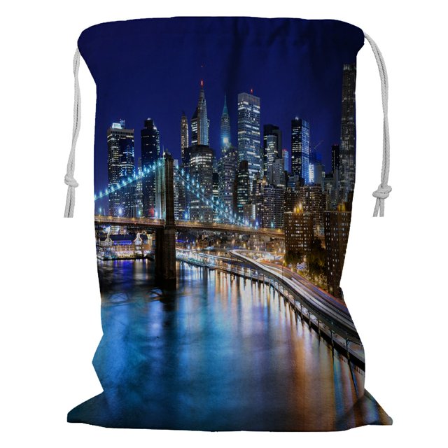 ABPHQTO Skyline Of Downtown New York EE. UU. Cesta de almacenaje Bolsa para la colada con cordón 45x60 cm