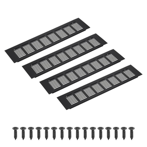 Uxcell 14 x 3.2 Inch Rectangle Ventilation Grille, 4PCS Aluminum Air Vent Cover, Black