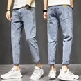 thumbnail image 2 of Pantalones vaqueros para hombre elásticos de color azul claro, pantalones vaqueros para hombre, pantalones elásticos, ajustados, ajustados, ajustados, estilo coreano, tendencia 2024, 2 of 5