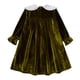 thumbnail image 3 of Odeerbi Niñas Peter Pan Cuello Terciopelo Vestidos Otoño Invierno Vintage Princesa Vestido Niños Color Sólido Dulce Manga Larga Vestido, 3 of 4