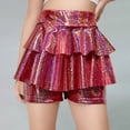 thumbnail image 2 of Ruyang Girls Pleated Metallic Shorts Shiny Sparkle Ruffle Skirts Kid Girls Scooter Skater Dance Elastic Waist Ra𝐯e Pants Tutu Skirts, 2 of 4