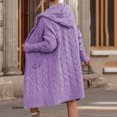 thumbnail image 3 of Fgvctg Long Sweaters Cardigans for Women Trendy Open Front Long Sleeve Cable Knit Cardigan Sweater Chunky Button Down Plus Size Hooded Sweaters Coats with Pockets Purple 2XL, 3 of 4