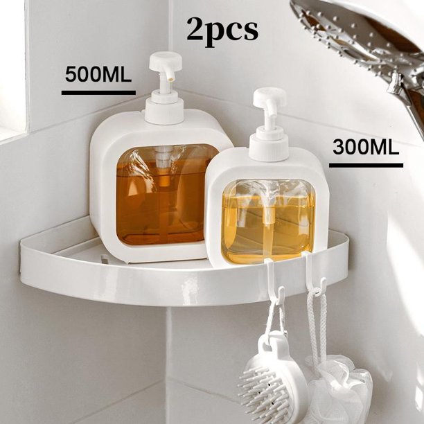 2PCS 300/500ML Portable Soap Dispensers: Refillable Push Hand Sanitizer, Multipurpose Empty Container for Shampoo, Conditioner & Kitchen Decor