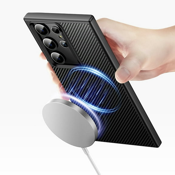 Dteck Magnetic for Samsung Galaxy S24  Case / S24 Plus Case, Compatible with MagSafe, Carbon Fiber Shockproof Protective Phone Case (Not fit S24),Black
