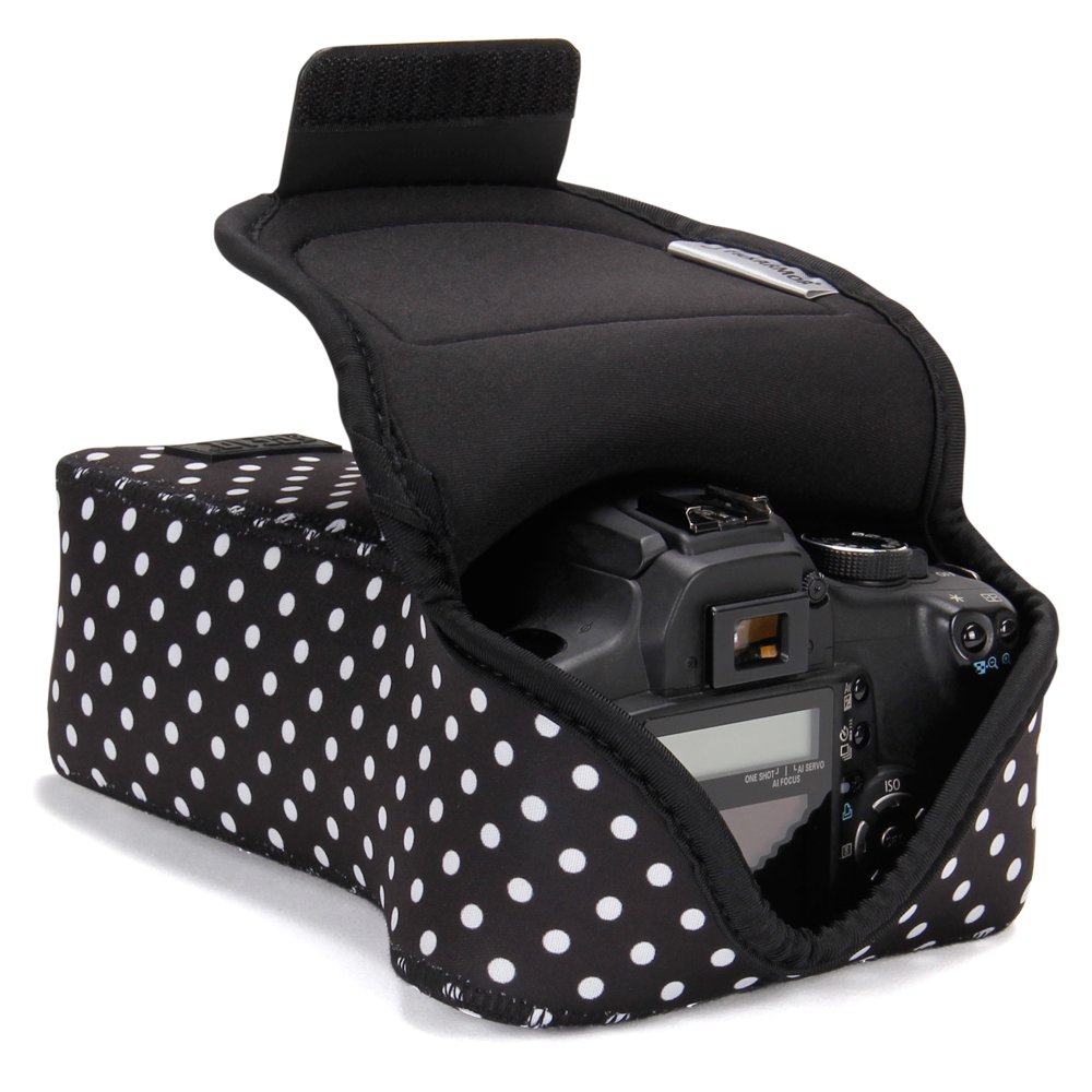 USA GEAR DSLR Camera Case SLR Camera Sleeve for Zoom Lens (Polka Dot