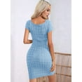 thumbnail image 5 of Women'S Summer Casual Knit Dress Short Sleeve Crewneck Slim Fit T Shirt Bodycon Dresses Light Blue M, 5 of 9